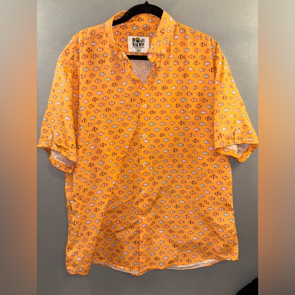 Boji surf men’s button down short sleeve shirt rainbow fish size XXL